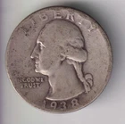 1938-P WASHINGTON QUARTER 25¢ PHILADELPHIA 90% SILVER COIN UNITED STATES MINT