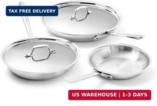 All-Clad D3 Stainless Steel 5 Piece Frypan Set- Made in USA- Includes 8", 10" a