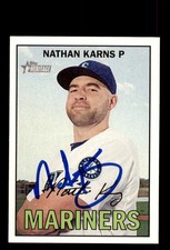 Signed Baseball Card Auto Nathan Karns 2016 Topps Heritage #16 Seattle Mariners