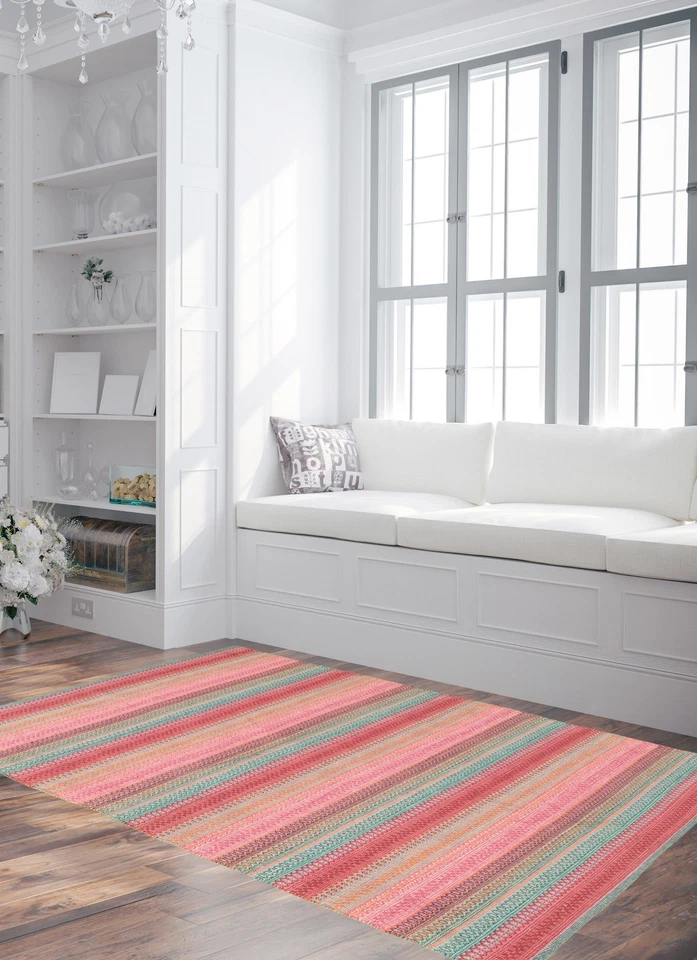 Vintage Hand Woven Traditional Kilim Rug 5'0" x 7'4" Oriental Wool Carpet - Image 2 of 4