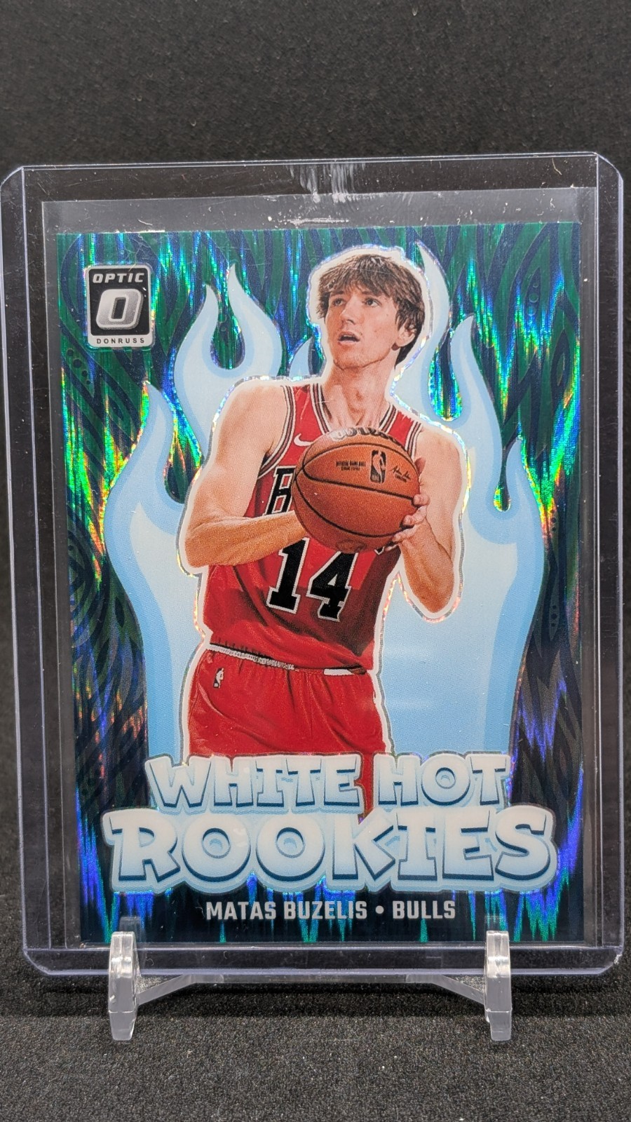 2024-25 Donruss Optic Matas Buzelis White Hot Rookies Green Shock #99/149 Bulls