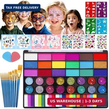 42 Colors Face Painting Kit with Split Cake,UV Glow,Face Paint Palette