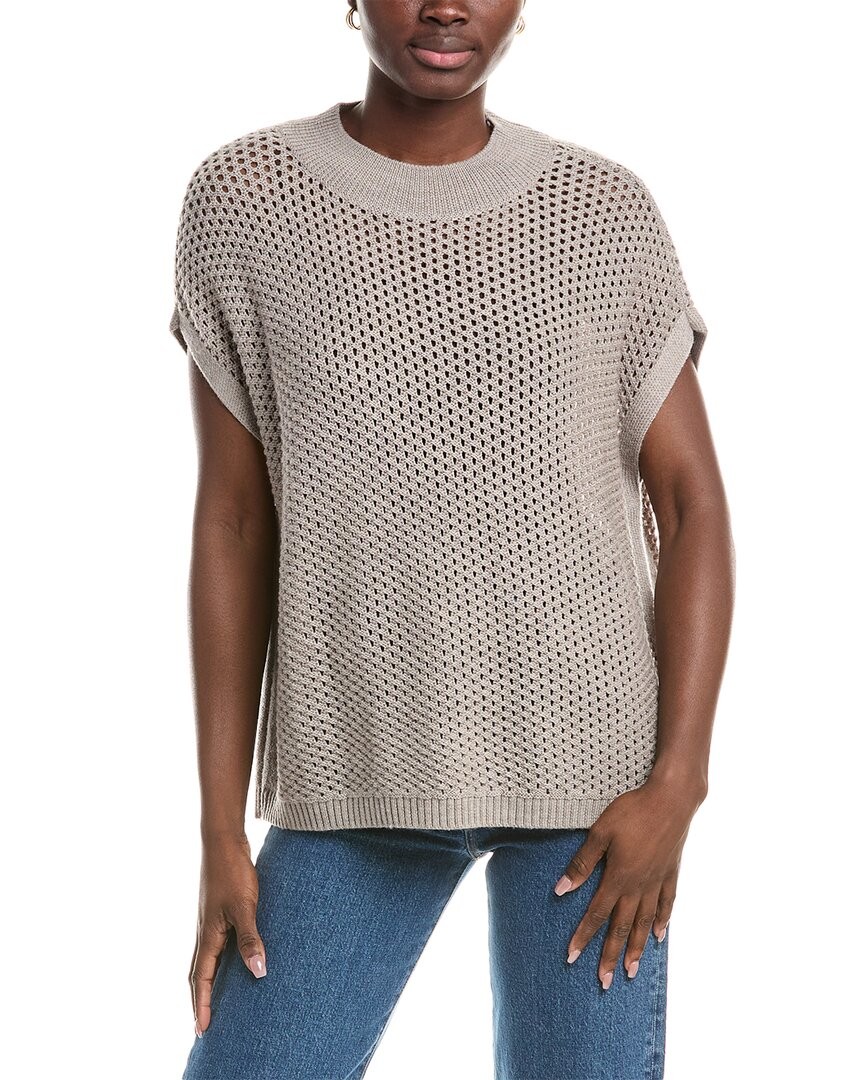 Eileen Fisher Mock Neck Wool Square Sweater Women's Gray Xl