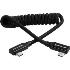 Kondor Blue 12 to 24" Coiled USB-C Right Angle Braided Cable Black 