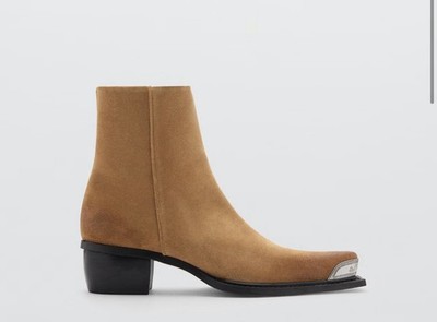 Metallic Pointed Toe Leather boots women 7