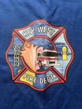 Key West FL Fire Dept T-shirt Mens 3XL Blue Crew Neck Short Sleeve