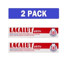 2x LACALUT AKTIV Daily Toothpaste Tubes For Bleeding Gums Made in Germany, 75ml