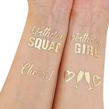 Birthday Tattoos 32Designs , Metallic Temporary Tattoos for Girls Kids Birthday