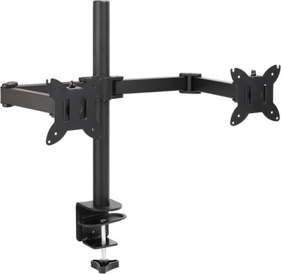 Amazon Basics Adjustable Dual Computer Monitor Arm Mount, Holds up to 32''