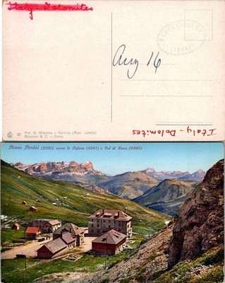 Passo Pordoi Dolomites Italy Vintage Postcard Color Photo Unpostd Handwritten 56