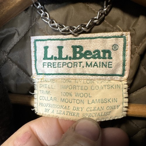 ✨ LL Bean Brown Flight Bomber Jacket 42L Goatskin Leather Lambskin Collar✨ - Picture 3 of 24