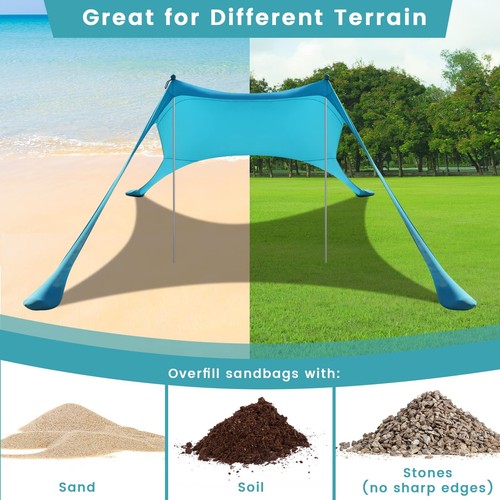 Strandzelt - Beach Shade UPF 50+ UV Schutz, 9,8 x 6,5 Fuß, Anti-Wind Strand... - Bild 6 von 7