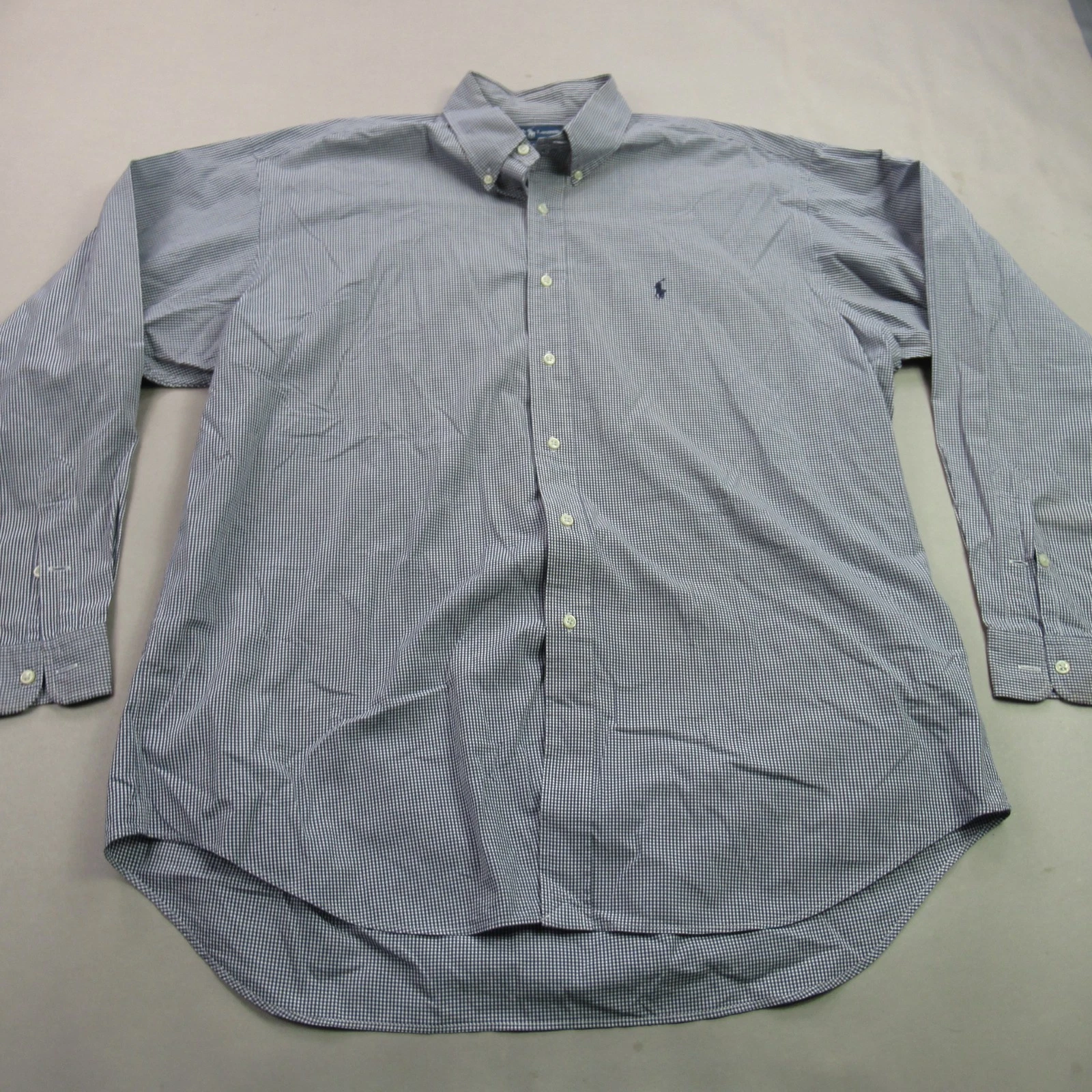Ralph Lauren Shirt Mens XL Long Sleeve Button Front Blake Blue Checks