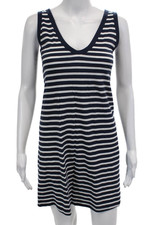 Everlane Womens Cotton Striped V-Neck Mini Tank Dress Navy Size XS