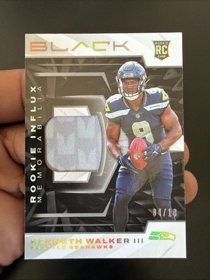 2022 Panini Black - Rookie Influx Materials Kenneth Walker III #RIM-KWA Gold /10