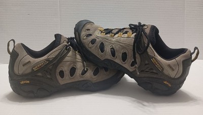 Merrell Vibram Gortex Mens 9 Ortholite Hiking Shoes Boots Air cushion Brown 