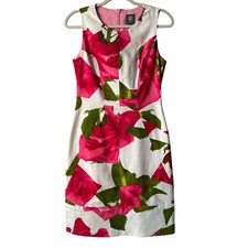 Vince Camuto Floral Print Sleeveless Sheath Dress Pink Green White Size 2