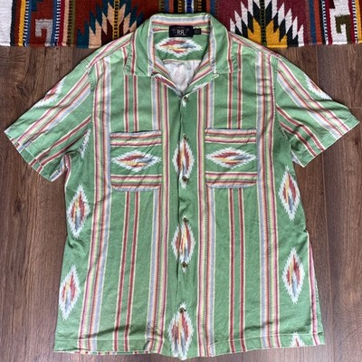 RRL Ralph Lauren Double RL Native Print Camp Collar Shirt Herren Kurzarm (L)