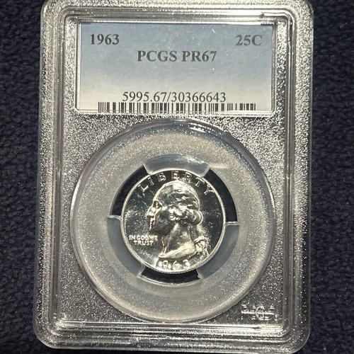 1963 Washington Proof Silver Quarter SILVER + PCGS + PR 67