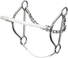 960 Beetle Hackamore for Horse - Rope Nose - 6"" Cheeks - Stage C, Silver/White