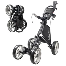 CaddyCruiser One V8 4-Wheel Golf Push Cart – Lightweight Folding Trolley, Alu...