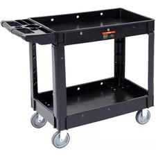 2-Shelf Utility Service Cart 550 Lbs. Plastic Rolling Utility Cart with 360  Swi