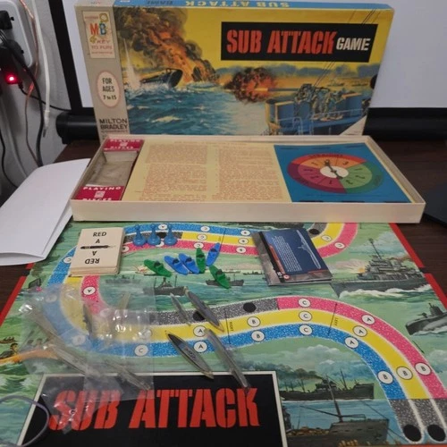 Vintage Sub Attack Board Game 1965 Milton Bradley COMPLETE