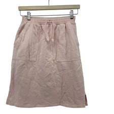 Zara Girls Skirt Size 13-14 Pink Cotton Drawstring Elastic Waist Casual Slit