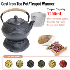 Stovetop Tetsubin Teapot Set Japanese Cast Iron 1200ml Tea Pot/Teapot Warmer UK
