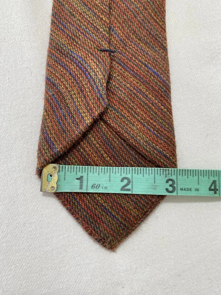 Corbata para hombre IKE BEHAR hecha a mano en EE. UU. marrón a rayas seda excelente estado Foto 4 de 4