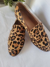 MADEWELL Alex Penny Loafer Leopard Print Calf Hair Leather Flats Sz 8 M Slip-On
