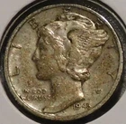 Silver Dime - Mercury - 1943-D (Rev rim ding by ICA.) [146]
