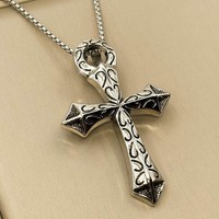 Herren Halskette Kreuz AnhäNger Edelstahl Silber Farbe Schmuck MäNner Gothic