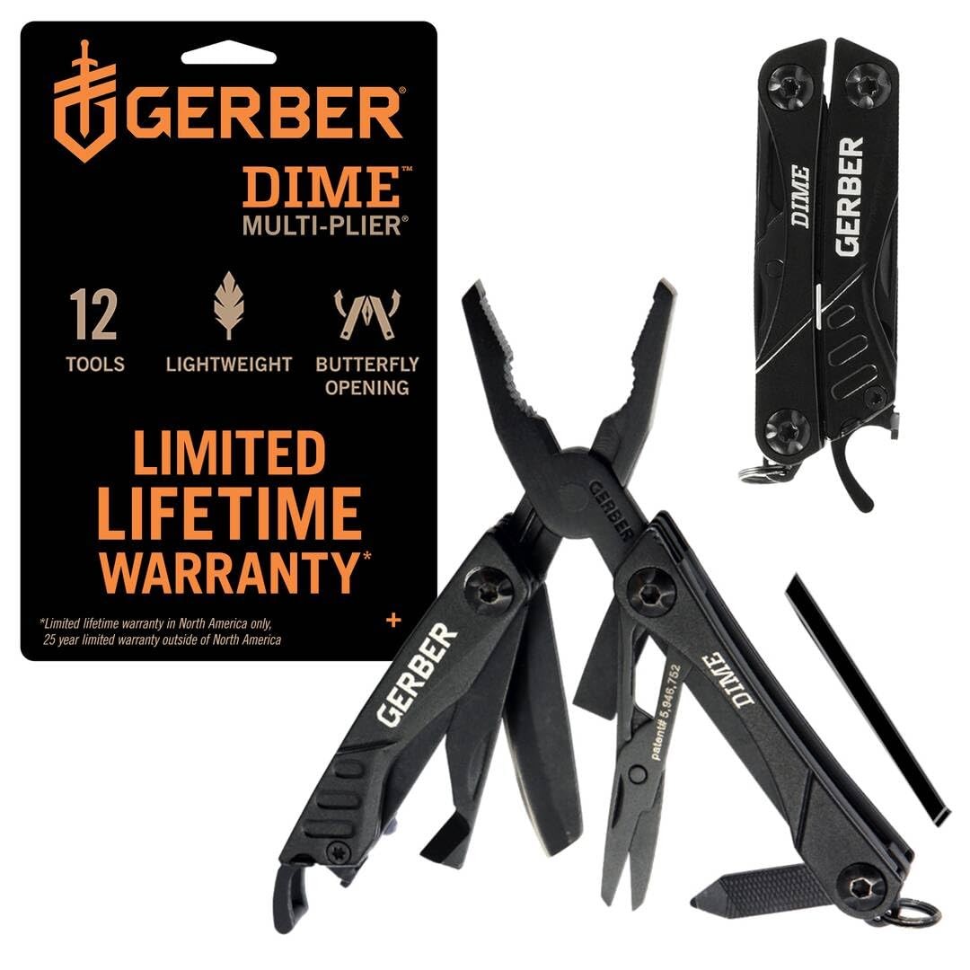 Multitool Gerber Gear Dime 12-in-1 EDC Keychain Bottle Opener Black Mini Needle