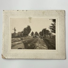 Antique Photograph On Board Group Card Driving On Road First Car In Town Mi Antique Photograph On Board Group Card Driving On Road First Car In Town Mi