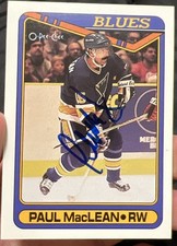 Paul MacLean SIGNED 1990 OPC ST Louis Blues Hockey Card