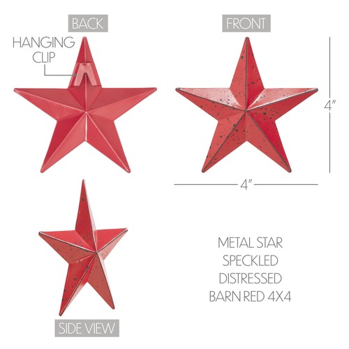 Metal Star Speckled Distressed Barn Red 4x4 - Picture 3 of 7