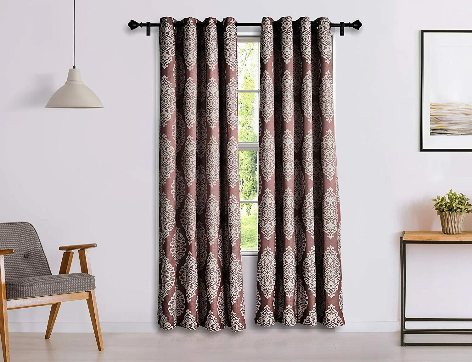New 2 Piece Eyelet Door Curtain Set - 7 ft
