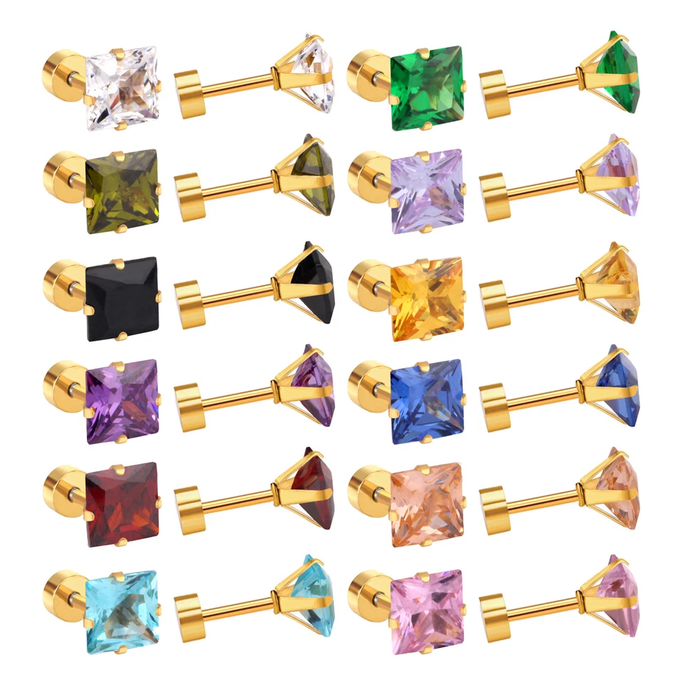 sehr elegantes Paar Ohrstecker Edelstahl mit Zirkonia diverse Designs & Farben - Bild 4 von 4