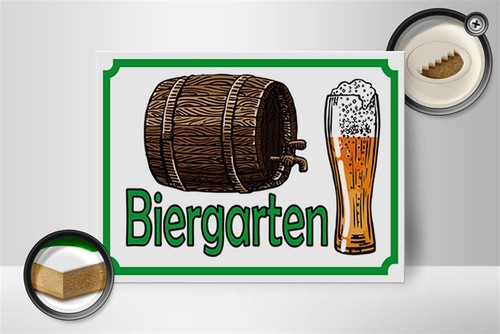 Holzschild Hinweis 40x30cm Biergarten Bier Brauerei Holz Deko Schild wooden sign - Picture 2 of 5