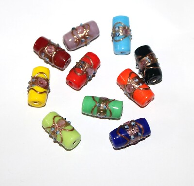100 Lamp Work Glass Beads, Beautiful Wedding Cake Jewelry Beads Handmade Glass.