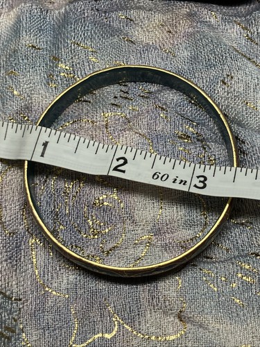 Vintage 70s Bangle Bracelet Enamel Bohemian Style Asian Inspired Floral Design - Picture 10 of 12