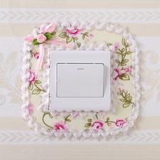 2x Square Lace Floral Fabric Switch Decorative Frame Detachable Home Modern Sets