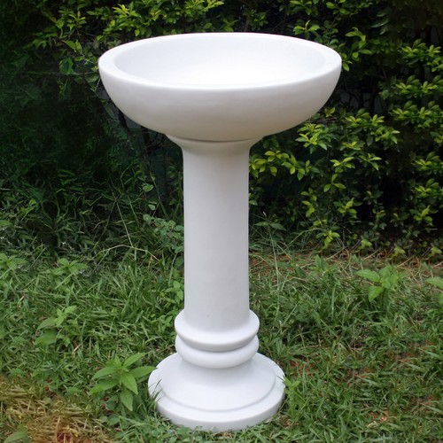 Coniston Modern Marble Resin Garden Birdbath - Picture 3 of 4