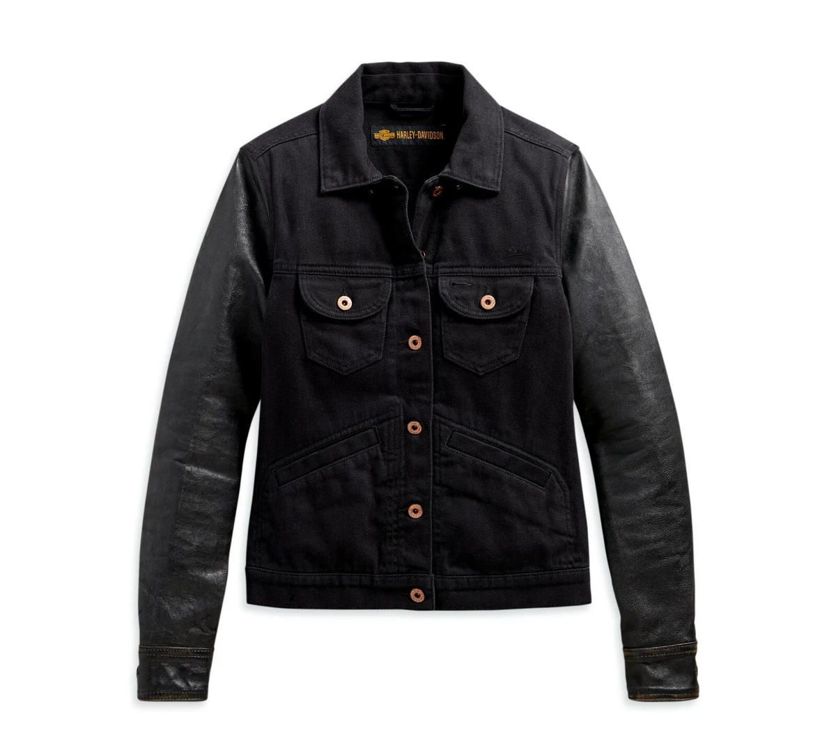 jean jacket leather sleeves products for sale | eBay