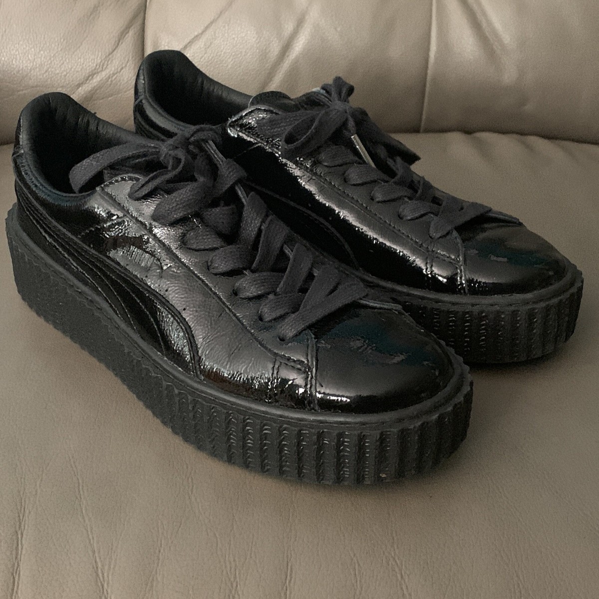Puma Fenty By Rihanna Black Patent Leather Creeper. Size 7.5 Puma Fenty By Rihanna Black Patent Leather Creeper. Size 7.5