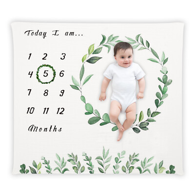 Organic Baby Milestone Blanket  Monthly Growth Tracker Unisex Baby Shower Gift