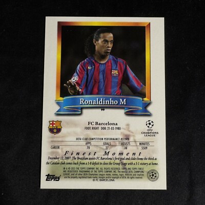 Ronaldinho /99 2023 Topps Finest Flashbacks Blue Parallel