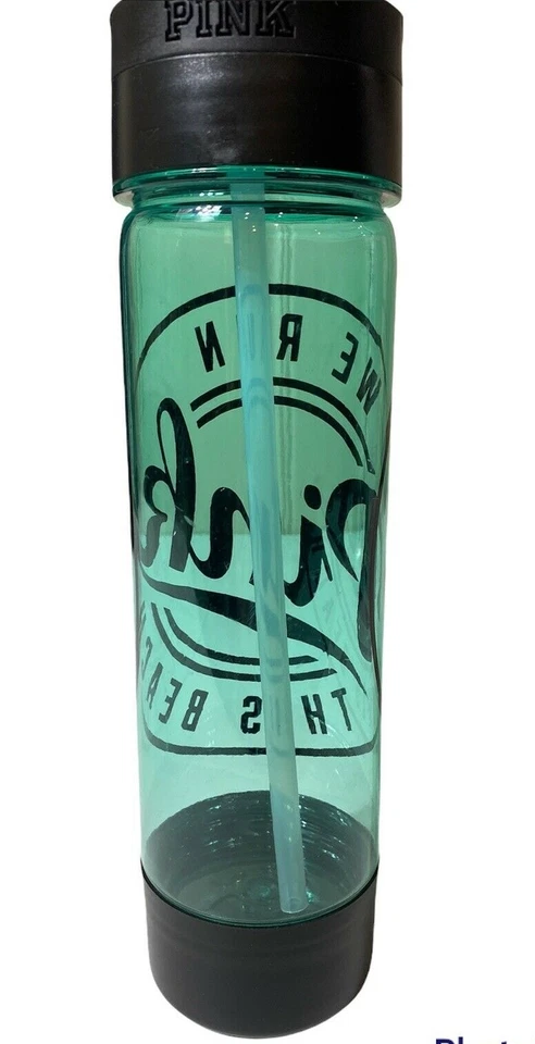 Victoria's Secret Botella de Agua Verde "ROSA" 24OZ Pajita Foto 2 de 4