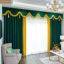 high grade thick velvet villa green cloth blackout curtain valance panel C242